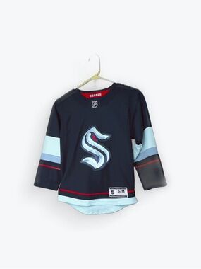 NHL Seattle Kraken Dark Blue, Light Blue & Red Hockey Jersey